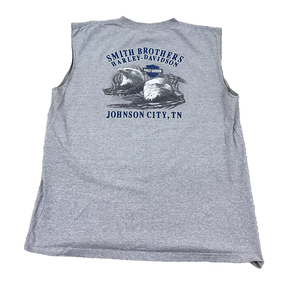 Vintage‎ Harley Davidson Shirt Men XL Gray Tank Top Pocket Tee Biker Y2K Eagle